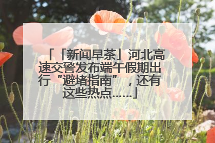 「新闻早茶」河北高速交警发布端午假期出行“避堵指南”，还有这些热点……