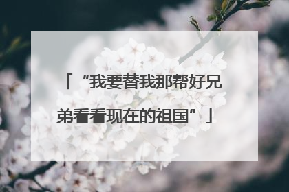 “我要替我那帮好兄弟看看现在的祖国”