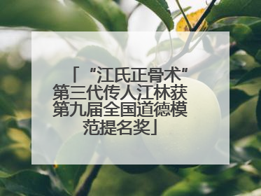 “江氏正骨术”第三代传人江林获第九届全国道德模范提名奖