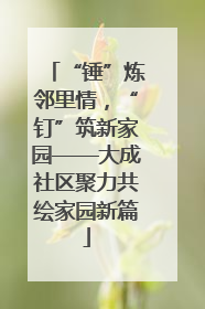 “锤”炼邻里情，“钉”筑新家园——大成社区聚力共绘家园新篇