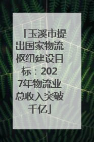 玉溪市提出国家物流枢纽建设目标：2027年物流业总收入突破千亿