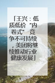 王兴：低质低价“内卷式” 竞争不可持续，美团将继续推动行业健康发展