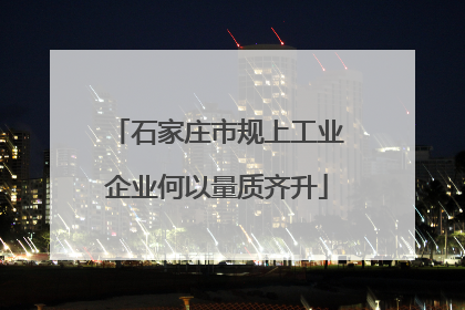 石家庄市规上工业企业何以量质齐升