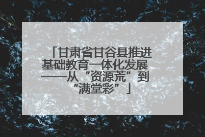 甘肃省甘谷县推进基础教育一体化发展——从“资源荒”到“满堂彩”