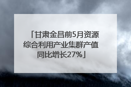 甘肃金昌前5月资源综合利用产业集群产值同比增长27%