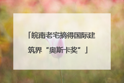 皖南老宅摘得国际建筑界“奥斯卡奖”