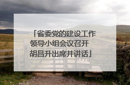 省委党的建设工作领导小组会议召开 胡昌升出席并讲话