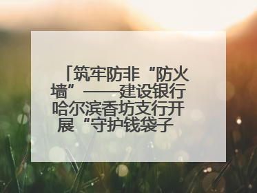 筑牢防非“防火墙”——建设银行哈尔滨香坊支行开展“守护钱袋子 护好幸福家”集中宣传日活动