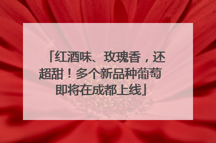 红酒味、玫瑰香，还超甜！多个新品种葡萄即将在成都上线