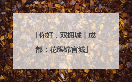 你好，双拥城｜成都：花簇锦官城