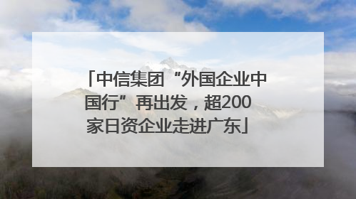 中信集团“外国企业中国行”再出发，超200家日资企业走进广东