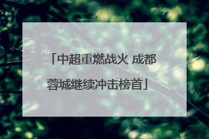 中超重燃战火 成都蓉城继续冲击榜首
