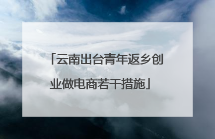 云南出台青年返乡创业做电商若干措施