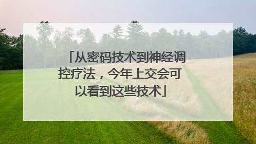 从密码技术到神经调控疗法，今年上交会可以看到这些技术