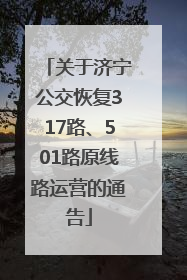 关于济宁公交恢复317路、501路原线路运营的通告