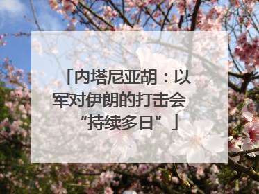 内塔尼亚胡：以军对伊朗的打击会“持续多日”
