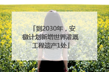 到2030年，安徽计划新增世界灌溉工程遗产1处