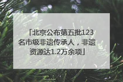 北京公布第五批123名市级非遗传承人，非遗资源达1.2万余项