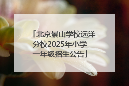 北京景山学校远洋分校2025年小学一年级招生公告