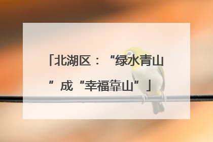 北湖区：“绿水青山”成“幸福靠山”