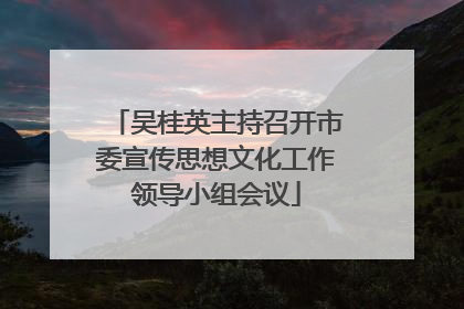 吴桂英主持召开市委宣传思想文化工作领导小组会议