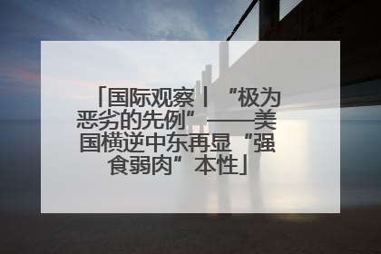 国际观察丨“极为恶劣的先例”——美国横逆中东再显“强食弱肉”本性