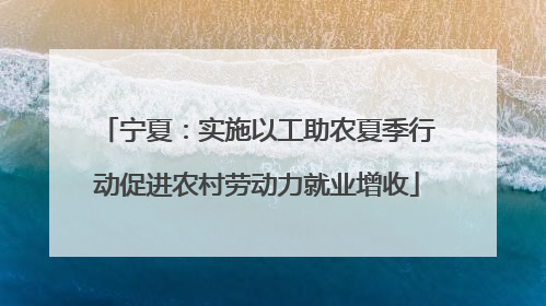 宁夏：实施以工助农夏季行动促进农村劳动力就业增收