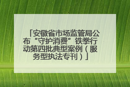 安徽省市场监管局公布“守护消费”铁拳行动第四批典型案例（服务型执法专刊）