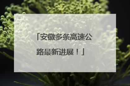 安徽多条高速公路最新进展！