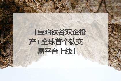 宝鸡钛谷双企投产+全球首个钛交易平台上线