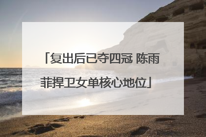 复出后已夺四冠 陈雨菲捍卫女单核心地位
