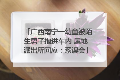 广西南宁一幼童被陌生男子抱进车内 属地派出所回应：系误会