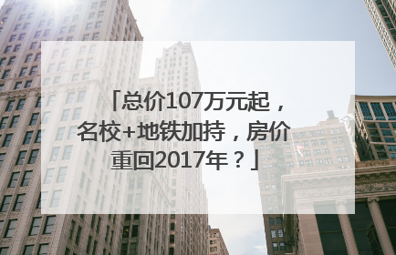 总价107万元起，名校+地铁加持，房价重回2017年？