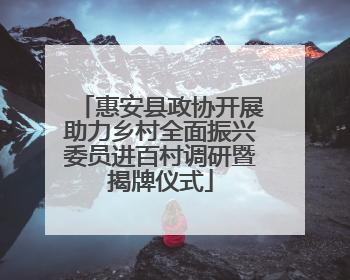惠安县政协开展助力乡村全面振兴委员进百村调研暨揭牌仪式