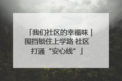 我们社区的幸福味｜围挡锁住上学路 社区打通“安心线”