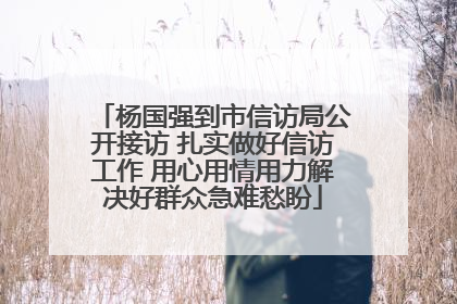 杨国强到市信访局公开接访 扎实做好信访工作 用心用情用力解决好群众急难愁盼
