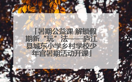 暑期公益课 解锁假期新“玩”法——庐江县城东小学乡村学校少年宫暑期活动开课