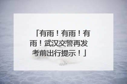 有雨！有雨！有雨！武汉交警再发考前出行提示！