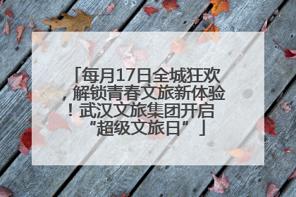 每月17日全城狂欢，解锁青春文旅新体验！武汉文旅集团开启 “超级文旅日”
