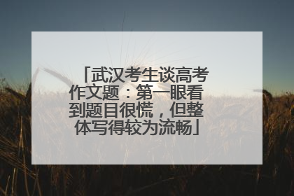 武汉考生谈高考作文题：第一眼看到题目很慌，但整体写得较为流畅