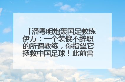 潘粤明炮轰国足教练伊万：一个装傻不辞职的所谓教练，你指望它拯救中国足球！此前曾多次发文评价国足
