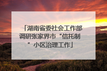 湖南省委社会工作部调研张家界市“信托制”小区治理工作