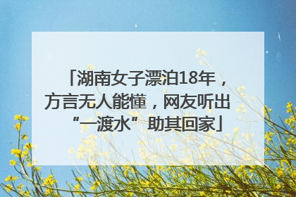 湖南女子漂泊18年，方言无人能懂，网友听出“一渡水”助其回家