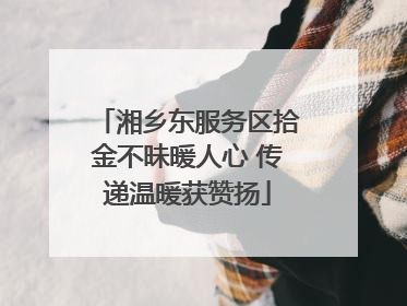 湘乡东服务区拾金不昧暖人心 传递温暖获赞扬