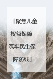 聚焦儿童权益保障 筑牢民生保障防线