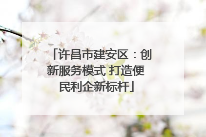 许昌市建安区：创新服务模式 打造便民利企新标杆