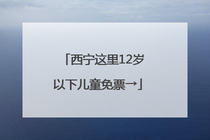 西宁这里12岁以下儿童免票→