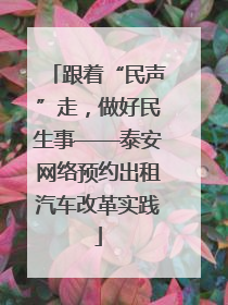 跟着“民声”走，做好民生事——泰安网络预约出租汽车改革实践