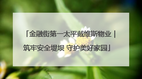 金融街第一太平戴维斯物业｜筑牢安全堤坝 守护美好家园