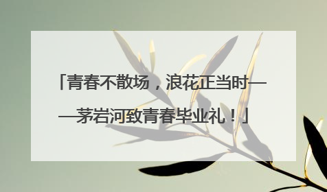 青春不散场，浪花正当时——茅岩河致青春毕业礼！